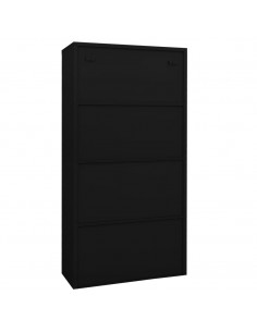 Armadio per Ufficio Nero 90x40x180 cm in Acciaio e Vetro