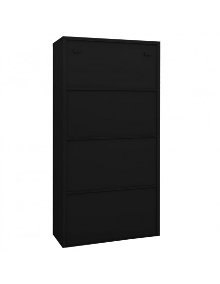 Armadio per Ufficio Nero 90x40x180 cm in Acciaio e Vetro