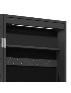 Armadio Portagioie a Specchio con Luci LED a Parete Nero