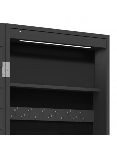 Armadio Portagioie a Specchio con Luci LED a Parete Nero