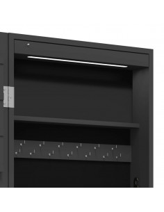 Armadio Portagioie a Specchio con Luci LED a Parete Nero