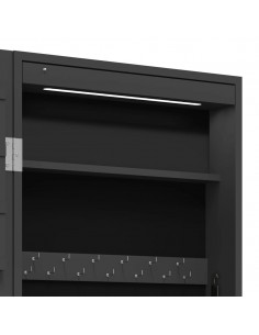 Armadio Portagioie a Specchio con Luci LED a Parete Nero