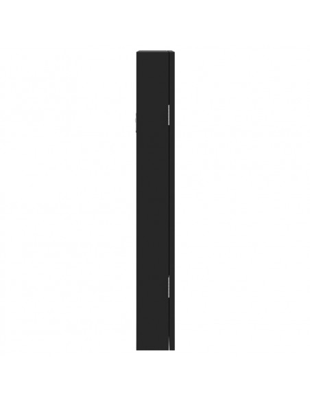 Armadio Portagioie con Specchio a Muro Nero 30x8,5x67 cm