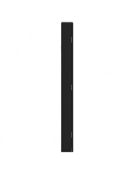 Armadio Portagioie con Specchio a Muro Nero 37,5x10x106 cm