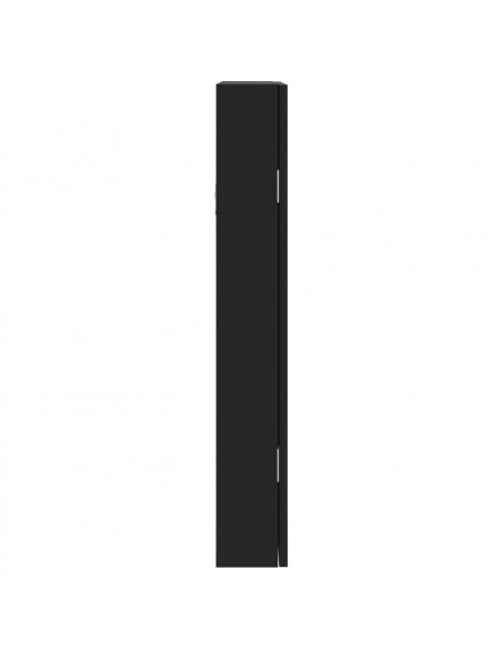 Armadio Portagioie con Specchio a Muro Nero 37,5x10x67 cm
