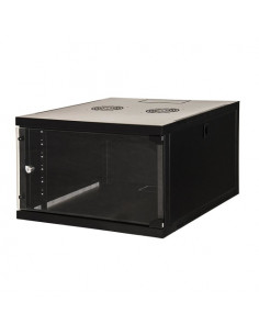 ARMADIO RACK 19 6 UNITA' DA MURO (A)350X (L)540 X PROFONDITA' 600 MM. COLORE NERO PORTA VETRO - LK1907U66N