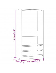 Armadio Rovere Fumo 100x50x200 cm in Legno Multistrato