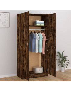 Armadio Rovere Fumo 90x52x200 cm in Legno Multistrato