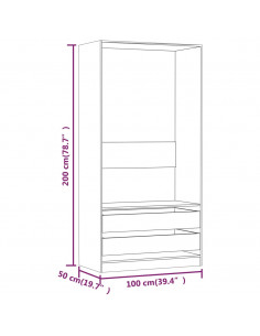 Armadio Rovere Marrone 100x50x200 cm in Legno Multistrato
