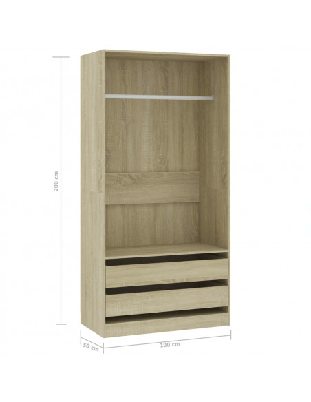 Armadio Rovere Sonoma 100x50x200 cm in Legno Multistrato