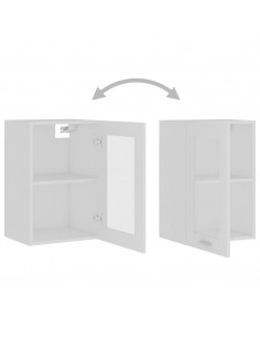Armadio Sospeso con Vetro Bianco 40x31x60 cm Legno Multistrato
