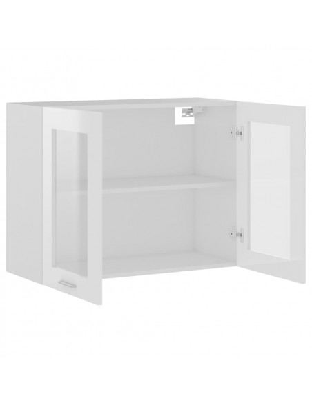 Armadio Sospeso con Vetro Bianco 80x31x60 cm Legno Multistrato