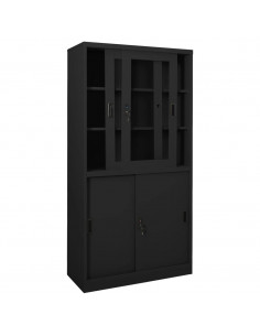 Armadio Ufficio Anta Scorrevole Antracite 90x40x180 cm Acciaio