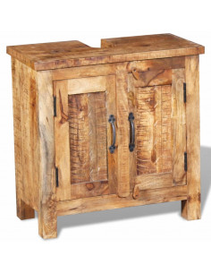 Armadio Vanity Specchiera 2 Armadietti Legno Massello di Mango