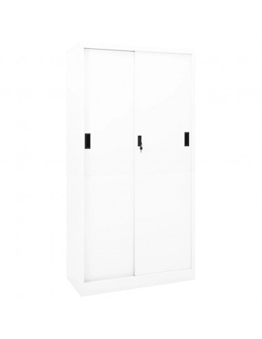 Armadio per Ufficio Anta Scorrevole Bianco 90x40x180 cm Acciaio