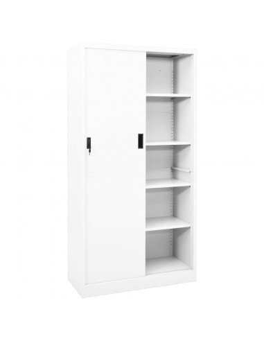 Armadio per Ufficio Anta Scorrevole Bianco 90x40x180 cm Acciaio