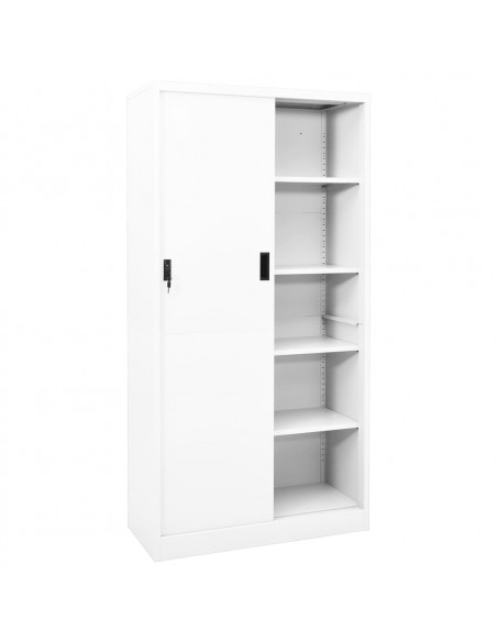 Armadio per Ufficio Anta Scorrevole Bianco 90x40x180 cm Acciaio