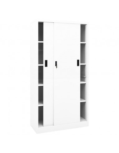 Armadio per Ufficio Anta Scorrevole Bianco 90x40x180 cm Acciaio