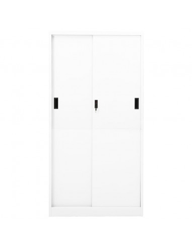 Armadio per Ufficio Anta Scorrevole Bianco 90x40x180 cm Acciaio