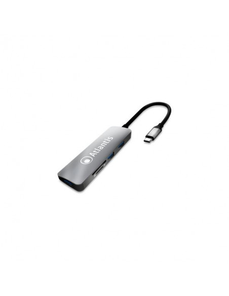 Atlantis Land A04-TC_CR+HB hub di interfaccia USB 3.2 Gen 1 (3.1 Gen 1) Type-C Grigio