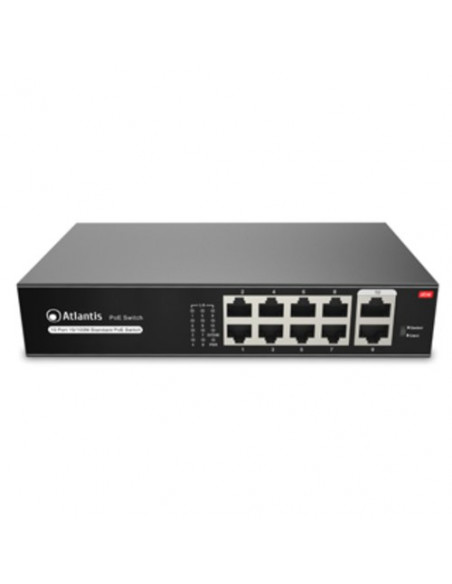 ATLANTIS SWITCH PoE A02-F10P8-120W 10 Porte 10/100Mbps di cui 8 PoE sino a 115W (120W tot) include KIT Mont. Muro (Wall Mount)
