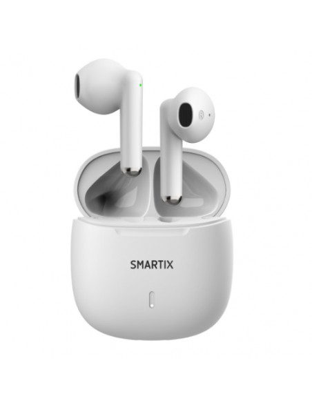 AURICOLARE ATLANTIS SMARTIX TWS SM60-FI9-W BT v5.3 custodia con funzione di ricarica include battery bank da 300mA Bianco