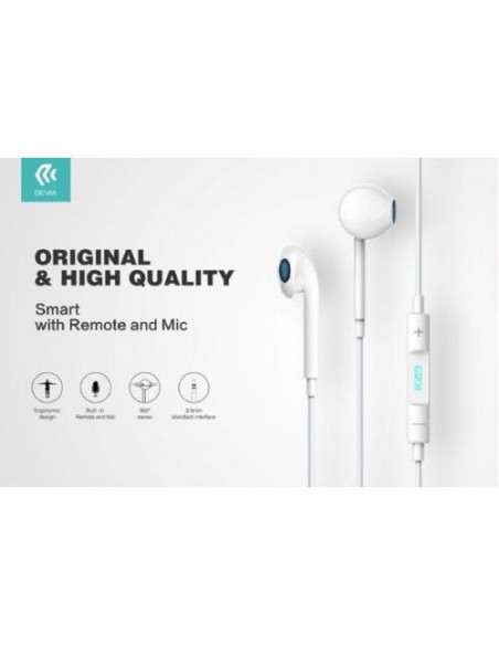 AURICOLARI DEVIA SMART CON MICROFONO E CONTROLLO 1.2 MT BIANCO