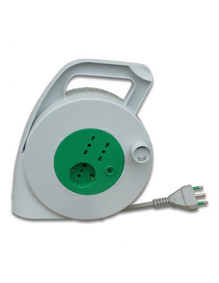 Avvolgicavo elettrico Fanton 01283 PIUMA 3 Prese Bianco e Verde Bianco
