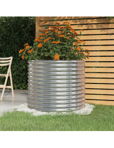 Vaso Giardino Acciaio Verniciato a Polvere 80x80x68 cm Argento