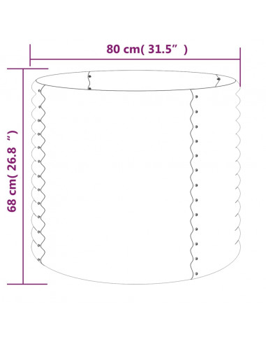 Vaso Giardino Acciaio Verniciato a Polvere 80x80x68 cm Argento