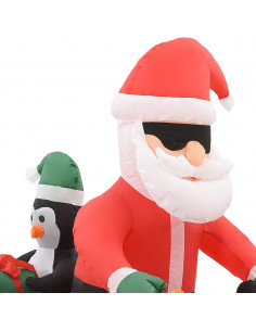 Babbo Natale Gonfiabile sulla Moto LED IP44 160 cm