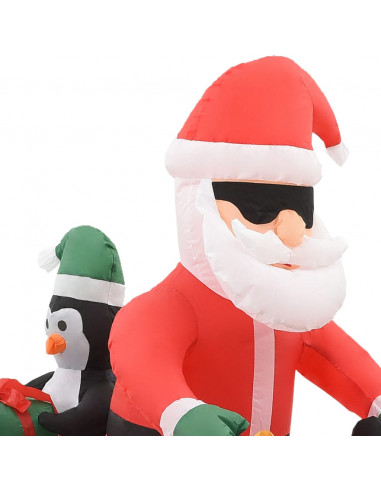 Babbo Natale Gonfiabile sulla Moto LED IP44 160 cm