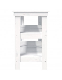 Banco da Lavoro Bianco 142,5x50x80 cm in Legno Massello di Pino