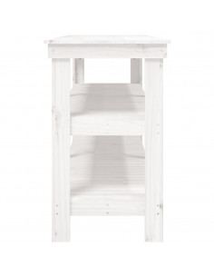 Banco da Lavoro Bianco 181x50x80 cm in Legno Massello di Pino