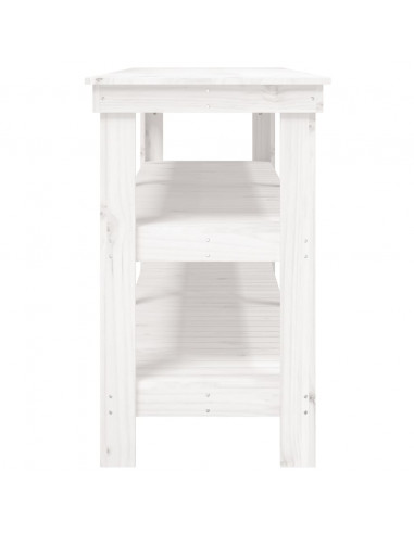 Banco da Lavoro Bianco 181x50x80 cm in Legno Massello di Pino