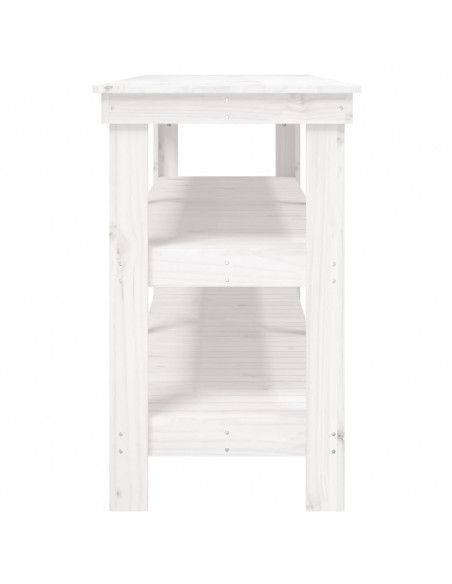 Banco da Lavoro Bianco 181x50x80 cm in Legno Massello di Pino