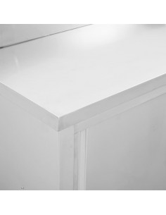 Banco da Lavoro con Ante Scorrevoli 120x50x(95-97)cm in Acciaio