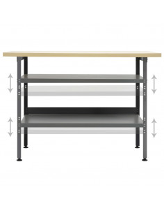 Banco da Lavoro Grigio 120x60x85 cm in Acciaio