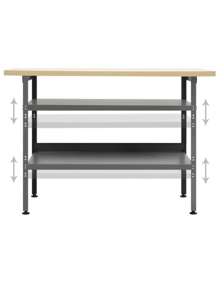 Banco da Lavoro Grigio 120x60x85 cm in Acciaio