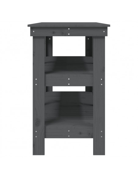 Banco da Lavoro Grigio 142,5x50x80 cm in Legno Massello di Pino