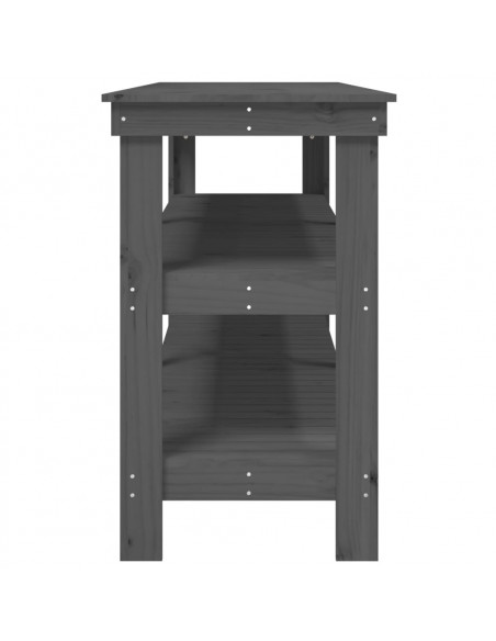 Banco da Lavoro Grigio 181x50x80 cm in Legno Massello di Pino