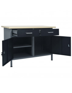 Banco da Lavoro Nero 120x60x85 cm in Acciaio