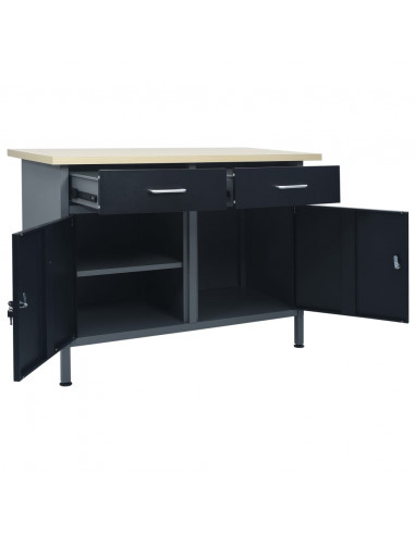 Banco da Lavoro Nero 120x60x85 cm in Acciaio