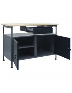 Banco da Lavoro Nero 120x60x85 cm in Acciaio