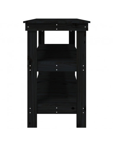 Banco da Lavoro Nero 181x50x80 cm in Legno Massello di Pino