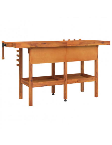 Banco Lavoro Cassetti e Morse 162x62x83cm Legno Massello Acacia
