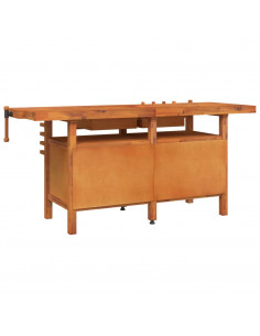 Banco Lavoro Cassetti e Morse 192x62x83cm Legno Massello Acacia