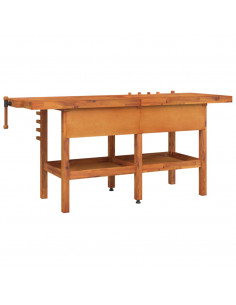 Banco Lavoro Cassetti e Morse 192x62x83cm Legno Massello Acacia