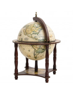 Bar a Globo Portavini Marrone Legno Massello di Eucalipto