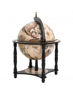 Bar a Globo Portavini Nero in Legno Massello di Eucalipto